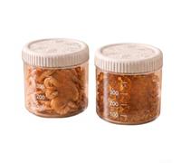 Lot de 2 récipients alimentaires empilables transparents à grande ouverture | Lot de 2, couvercle hermétique, anneau d'étanchéité épais, protège contre l'humidité, design empilable