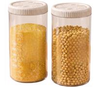 Lot de 2 récipients alimentaires empilables transparents à grande ouverture | Lot de 2, couvercle hermétique, anneau d'étanchéité épais, protège contre l'humidité, design empilable