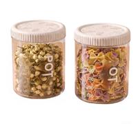 Lot de 2 récipients alimentaires empilables transparents à grande ouverture | Lot de 2, couvercle hermétique, anneau d'étanchéité épais, protège contre l'humidité, design empilable