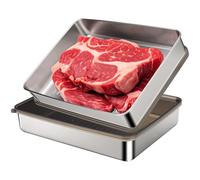 Lot de 2 récipients hermétiques à bacon en acier inoxydable 304 pour réfrigérateur, boîtes de rangement hermétiques avec couvercles et fond surélevé, support pour bacon et fromage, organiseurs