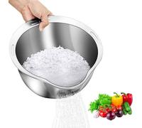 Lot de 2 récipients pour le lavage du riz - Lave-riz 3-en-1 en acier inoxydable - Passoire à riz intégrée - Passoire multifonctionnelle à mailles fines - Pour le lavage du riz et des légumes.