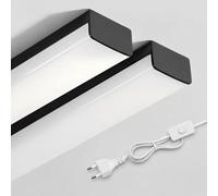 Lot de 2 Réglette LED 120 cm Noir avec Prise & Interrupteur, 3CCT Réglable | 33W 3610LM 3 Températures 3000K/4000K/6500K, Connectable Neon LED 120cm pour Garages Ateliers Sous-sols Combles