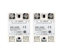 Lot de 2 relais à semi-conducteurs SSR SSR-40DA - Relais statique 3-32 V CC - Sortie 24-380 VAC 40 A - Dissipateur thermique