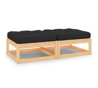 Lot de 2 Repose-pieds de Jardin avec Coussins Poufs Bois Pin Solide vidaXL