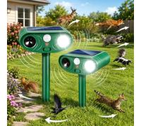 Lot de 2 répulsifs solaires à ultrasons pour animaux et chats | Répulsif anti-écureuil et lapin étanche avec détecteur de mouvement et lumière clignotante pour chats