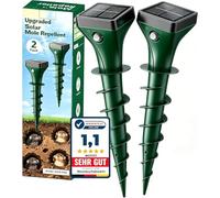 Lot de 2 répulsifs solaires anti-taupes à ultrasons et vibrations, contre les taupes, les taupes, les martres, les serpents, étanches IP65 pour jardin, pelouse et parterres