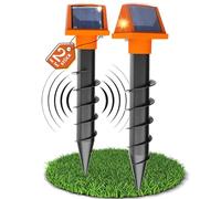 Lot de 2 répulsifs solaires anti-taupes avec double panneau solaire, impulsions et vibrations, batterie 800 mAh, IP54, résistant aux intempéries, répulsif anti-campagnols pour jardin