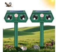 Lot de 2 répulsifs solaires pour chats de jardin - Répulsif solaire à ultrasons avec détection de mouvement - Étanche - Convient pour repousser les chats, les renards, les écureuils, les pigeons