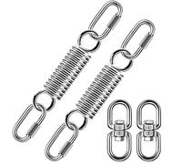 Lot de 2 ressorts de suspension en acier à 360° avec émerillon pivotant - 4 mousquetons - Ressort de suspension pour fauteuil suspendu - Charge maximale : 250 kg - Pour chaise suspendue, hamac, sac de