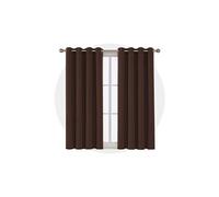 Lot de 2 Rideau Isolant Thermique et Phonique Rideaux Occultants Isolants à Oeillets Rideau Salon Moderne 132x138cm Chocolat
