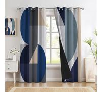 Lot De 2 Rideau Occultant Oeillets Rideaux Formes Abstraites Chambre Parents Rideau Thermique Isolant Anti Froid Rideaux Blocs Couleur Semi-Circulaires Rectangulaires Pour Salon 140×225Cm Bleu Brumeux