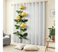 Lot de 2 Rideau Occultants Rose Jaune Rideaux Thermique Anti Froid 3D Plantes D'été Rideaux à Oeillets Opaque Salon Chambre Décoration Fenêtre 140x175 cm C.421