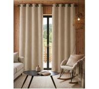 Lot de 2 Rideaux 140 x 240 cm - Blackout total & Thermique - Double polaire - Beige lin