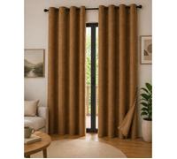 Lot de 2 Rideaux 140 x 240 cm - Blackout total & Thermique - Double polaire - Camel
