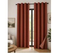 Lot de 2 Rideaux 140 x 240 cm - Blackout total & Thermique - Double polaire - Terracotta