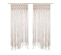 Lot de 2 Rideaux à fil détails macramé Rituality - L. 90 x H. 200 cm - Beige