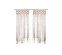 Toilinux - Lot de 2 Rideaux à fil détails macramé Rituality - L. 90 x H. 200 cm - Beige