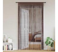 Lot de 2 rideaux à fils 100 x 250 cm marron en polyester lavables avec passe-tringle pour tringle à rideau, polyvalent comme séparateur de pièce, rideau de porte ou rideau de fenêtre