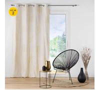 Lot de 2 rideaux à œillets 140 x 240 cm Beige polyester/lin tamisant - Collection Venus