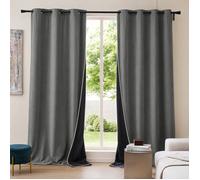 Lot de 2 Rideaux à Œillets 140 x 260 cm Velours Côtelé / Polaire Thermique Anthracite