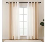 Lot De 2 Rideaux Beiges Et Blancs Dégradés Avec Œillets - Courts - Brise-Vue - Translucides - Pour Chambre À Coucher, Salon[RO279]