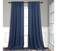Lot de 2 rideaux bleu marine de 213,4 cm de long pour chambre à coucher, rideaux semi-transparents filtrant la lumière, bleu foncé pour salon, chambre à coucher, décoration rustique bohème, 132 x 213