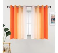 Lot De 2 Rideaux Courts, Oranges, Blancs, Opaques, Translucides, Pour Chambre D'Enfant, Chambre À Coucher, Salon, Dégradé De[RO278]