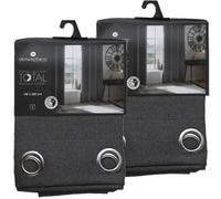 Lot de 2 Rideaux de salon occultants - 140 x 260 cm - Gris foncé