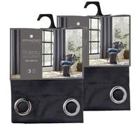 Lot de 2 Rideaux de salon occultants 8 œillets - 140 x 260 cm - Gris foncé
