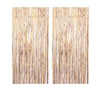 Lot de 2 rideaux décoratifs en soie de pluie (1 x 2 m) - Rideaux décoratifs - Fond en feuille métallique - Convient pour portes, fenêtres et décorations de fête