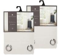 Lot de 2 Rideaux en polyester modèle Léon - 140 x 260 cm - Blanc Ivoire