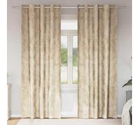 Lot de 2 rideaux en velours crème - 245 x 140 cm - Occultant - Thermiques - Brise-vue - Pour salon, chambre à coucher, chambre d'enfant - Avec œillets et galon fronceur - Design moderne