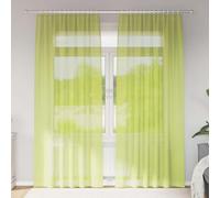 Lot de 2 rideaux en voile avec passe-tringle, vert pomme, 140 x 225 cm, 100 % polyester, semi-transparent, pour salon, chambre à coucher, cuisine, avec brise-vue et filtre de lumière, facile