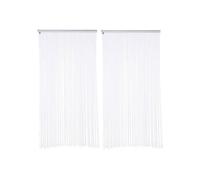 Toilinux - Lot de 2 rideaux fils décoratifs 90 x 200 cm - Blanc