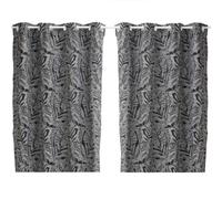 Lot de 2 Rideaux Folha au tissage jacquard - 140 x 260 cm - Noir et Blanc