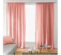 Lot de 2 Rideaux Galon Fronceur double Gaze de coton - Rose Pêche - 140 x 240 cm