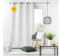 Lot de 2 rideaux grande hauteur à œillets 140 x 280 cm polyester Essentiel Blanc