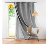 Lot de 2 Rideaux occultant/thermique/phonique doublure amovible 140 x 260 cm Coverline Anthracite