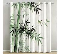 Lot de 2 Rideaux Occultants à Œillets 140x200 cm Bambou Vert