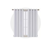 Lot de 2 Rideaux Occultants a Oeillets 132x114cm à Oeillet Isolant Thermique avec Décorative pour Chambre Enfant Adult Blanc Pâle Gris