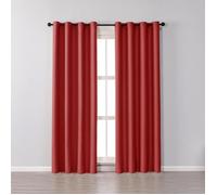 Lot de 2 Rideaux Occultants à Oeillets Isolant Thermique Design Moderne Pour Salon et Chambre 140 x 225 cm Rouge 2 Pièces