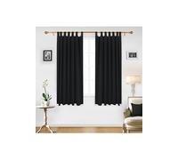 Lot de 2 Rideaux Occultants à Pattes 140x175cm Isolant Thermique pour Velux Noir