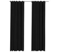 Lot de 2 rideaux occultants, aspect lin, 140 x 225 cm, avec crochets en métal, opaques, isolants, occultants, pour salon, chambre à coucher, chambre d'enfant, brise-vue moderne et rideau thermique
