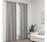 Lot de 2 rideaux occultants, aspect lin, gris, 140 x 245 cm, avec crochets en métal, opaques et isolants, pour salon, chambre à coucher, chambre d'enfant, design moderne avec isolation thermique et