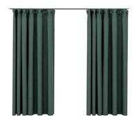 Lot de 2 rideaux occultants, aspect lin, vert, 140 x 175 cm, avec crochets en métal, opaques, isolants, pour salon, chambre à coucher, chambre d'enfant, rideau moderne