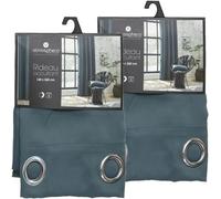 Lot de 2 rideaux occultants avec 8 œillets LOUISA - 140 x 260 cm - Bleu canard