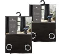 Lot de 2 rideaux occultants avec 8 œillets LOUISA - 140 x 260 cm - Noir