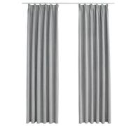 Lot de 2 rideaux occultants avec crochets - Gris - 140 x 245 cm - En polyester avec aspect daim - Opaques - Isolation phonique - Pour salon, chambre à coucher, chambre d'enfant