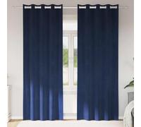 Lot de 2 rideaux occultants, bleu foncé, 140 x 225 cm, velours, opaques, isolants, avec œillets, rideaux thermiques pour salon, chambre à coucher, chambre d'enfant, rideaux modernes, brise-vue