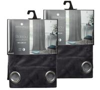 Lot de 2 Rideaux occultants en polyester effet velours - Gris foncé - 140 x 260 cm